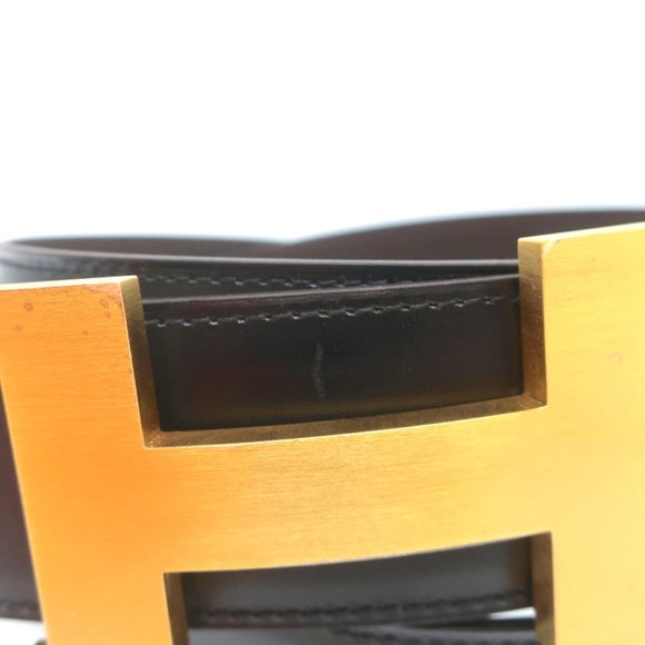 HERMES CONSTANCE 42MM REVERSIBLE LEATHER BELT BLACK/CHOCOLATE BROWN SIZE 85 NEW - Picture 4 of 7